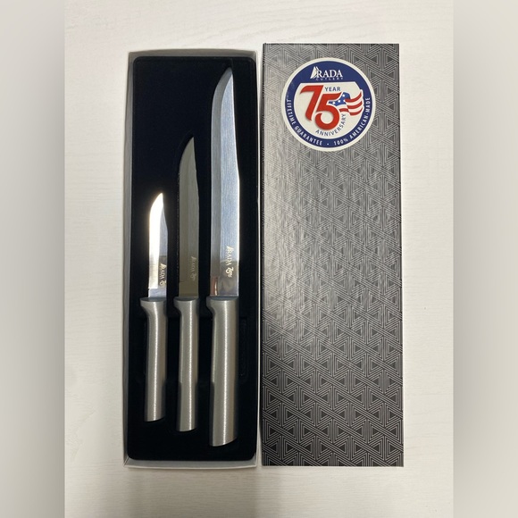 NIB Rada Cutlery Authentic 75th Anniversary Sharp Silver Stainless Steel Knives - Picture 2 of 3